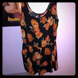 Black & orange floral romper
